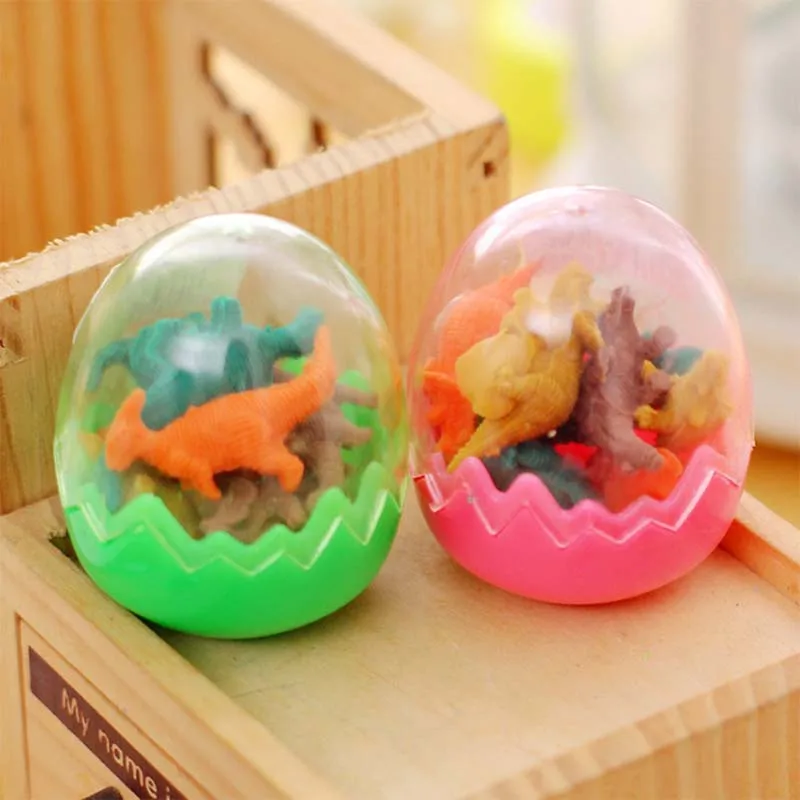 8Pcs Novelty Toys Mini Animal Dinosaur Eggs Pencil Rubber Eraser Students Educational Stationery Gift