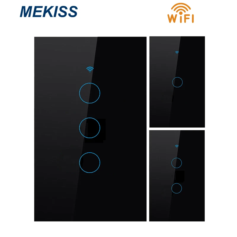 

Smart touch switch US standard light switch WIFI network link app remote control 1gang2gang3gang Tempered glass touch panel