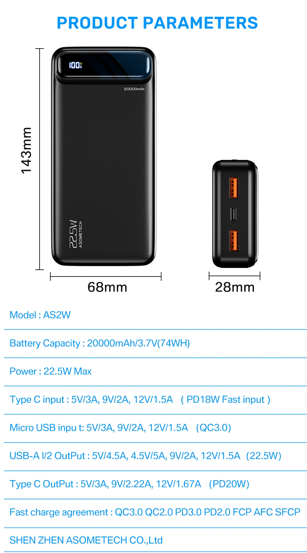 carga rápida, USB, 22.5W, SCP, PD, 20W, 20000mAh, 10000mAh