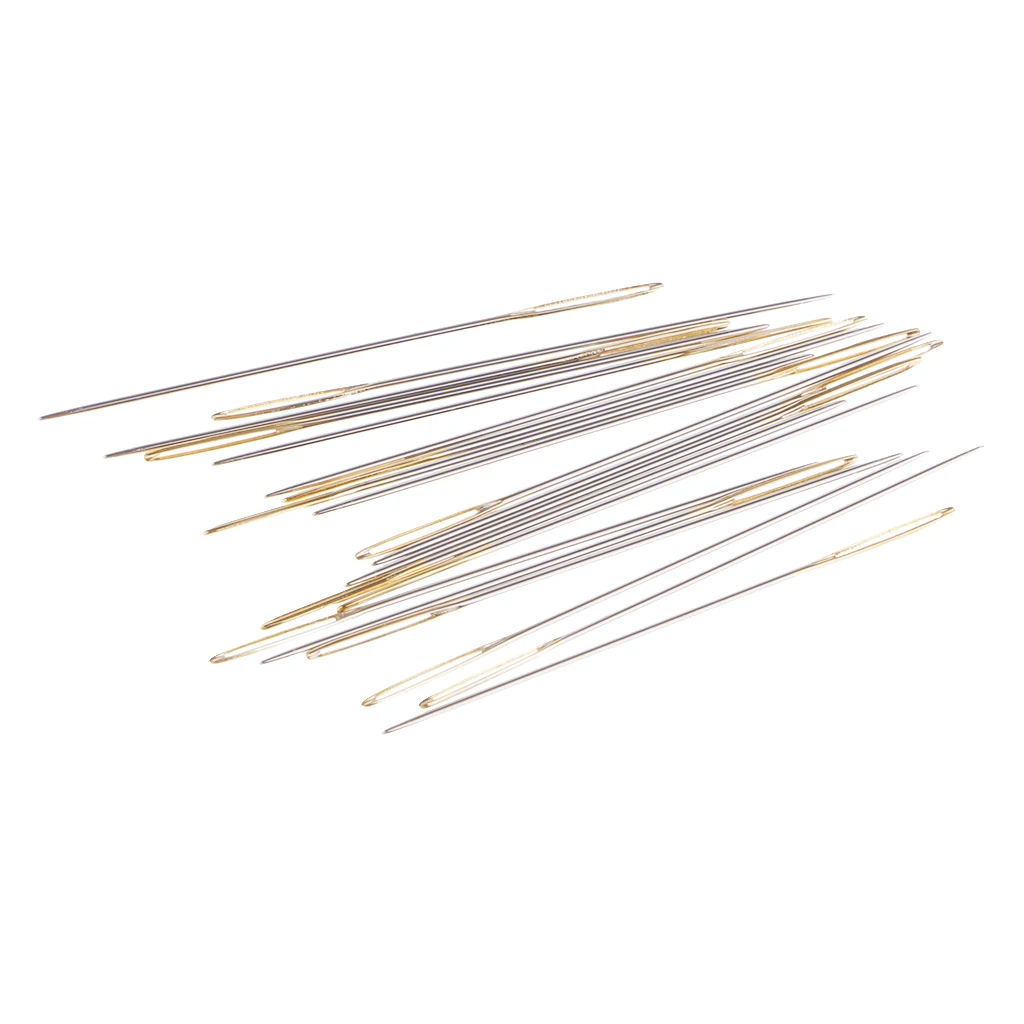 20Pcs Golden Tail Embroidery Fabric Cross Stitch Needles Hand Sewing Craft Tools Size 28