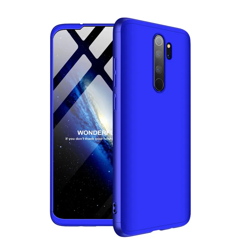 Армированный стекло чехол для redmi-note-8t xiaomi redmi note 8(8 t) pro чехол на ксиоми редми нот 8 про 8t Жесткий ПК, противоударный бампер чехол s note 8 t redmi note8 pro чехол редми нот 8про чехол note 8 pro case - Цвет: Blue Case