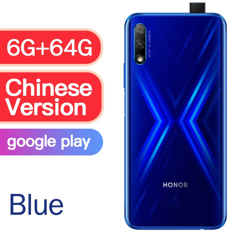honor 9x Kirin 810 4000 мАч супер срок службы батареи 48 миллионов ультра четкая ночная съемка 6,59 дюймов Лифт полный экран - Цвет: CN 6G 64G Blue