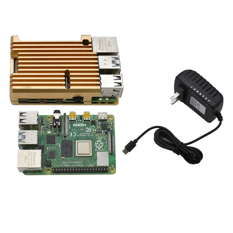 Для Raspberry Pi 4B 4G ram DIY Kit Поддержка 2,4/5,0 GHz wifi Bluetooth 5,0 с алюминиевым ЧПУ сплав защитный Золотой чехол 5V 3A P