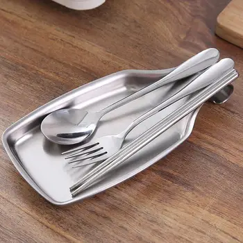 

1/2Pcs Stainless Steel Spoon Rest Heat Resistant Utensil Spatula Holder Tray Placemat Spoon Utensil Rest Cooking Tool Kitchen