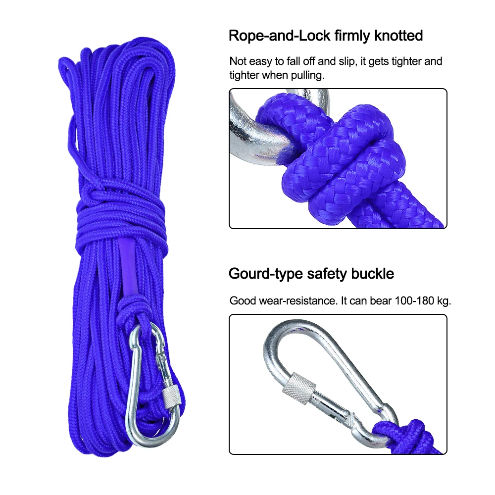 

Multi-function Nylon Rope & Carabiner Diameter 6mm Safe and Durable High Strength Safety Rope Outdoor Activities Tools 10M 20M