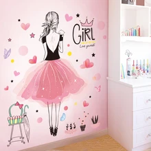 [SHIJUEHEZI] мультфильм девушка наклейки на стену винил DIY Детский подарок Фреска Наклейка для детской комнаты Детская Спальня украшение дома