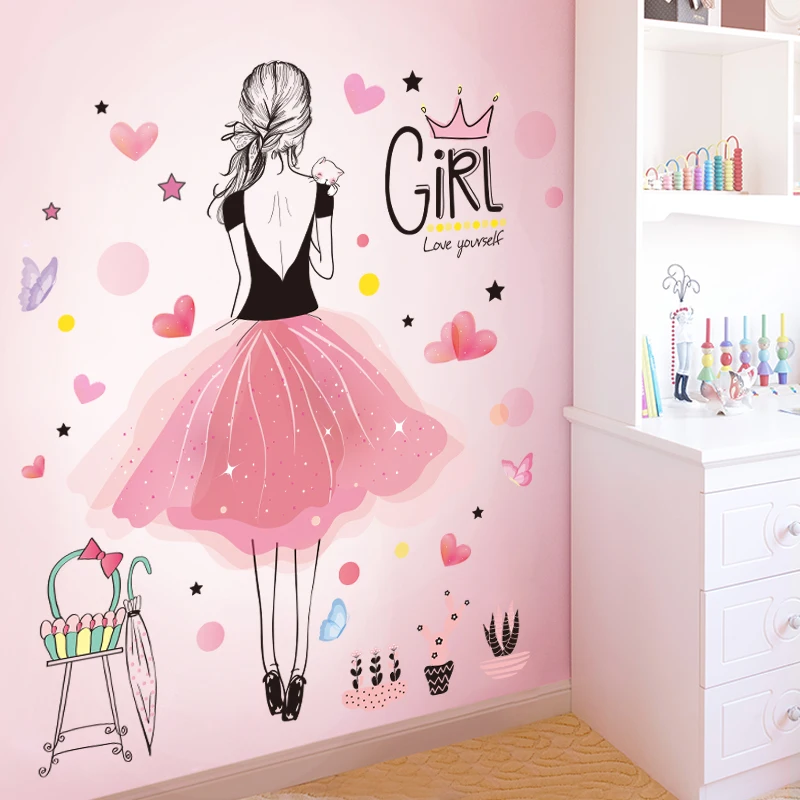 [SHIJUEHEZI] pegatinas de pared de dibujos animados para niñas, vinilo
