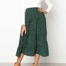 Пышные мягкие карманы плиссированные эластичные женские вечерние юбки в винтажном стиле из полиэстера миди Свинг повседневные Офисные в горошек