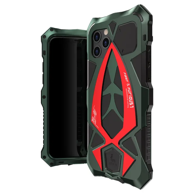Алюминиевый металлический чехол для телефона для iPhone 11 Pro Max гибридная Противоударная крышка бронированный металлический чехол для iPhone 11 Pro защитный чехол s - Цвет: Green Red