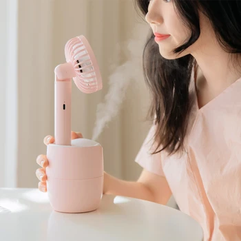 

Detachable Rotary Mist Spray Portable Fan Up Down 180° Supply Wind 90 Degree Rotation USB Rechargeable Fan Aroma Humidifier