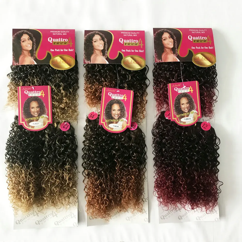 Adorable Quattro Bebe Curl 4pcs Ombre Color Hair Weavon,Two Tone Colour Heat Resistant Kinky Curly Full Packat Hair Weaving