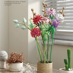 Ponlos – Bouquet de fleurs romantiques, blocs de construction, fleurs romantiques, Bouquet Expert créatif, roses, amis, plantes en pot, jouets 