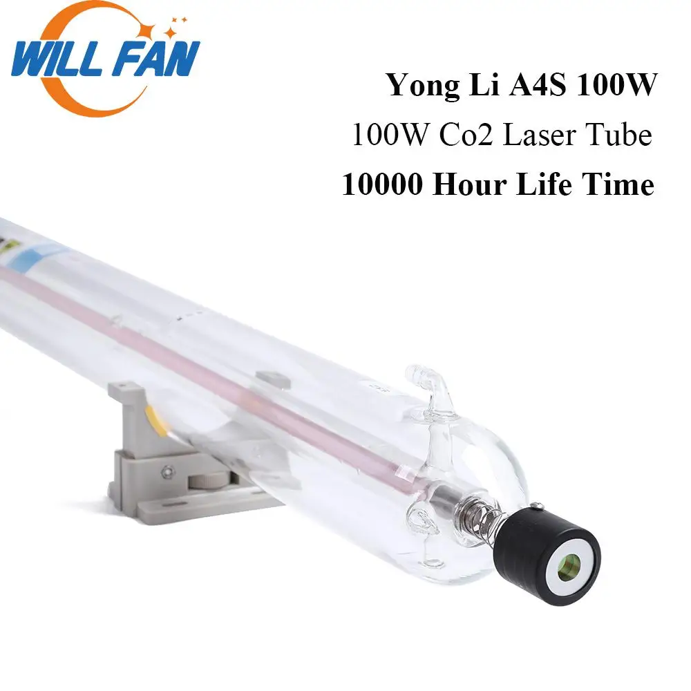 

Will Fan 100W Co2 Laser Tube Yong Li A4S Length 1450mm Diameter 80mm For Laser Engraving Cutter Machine 10000 Hours Glass Pipe