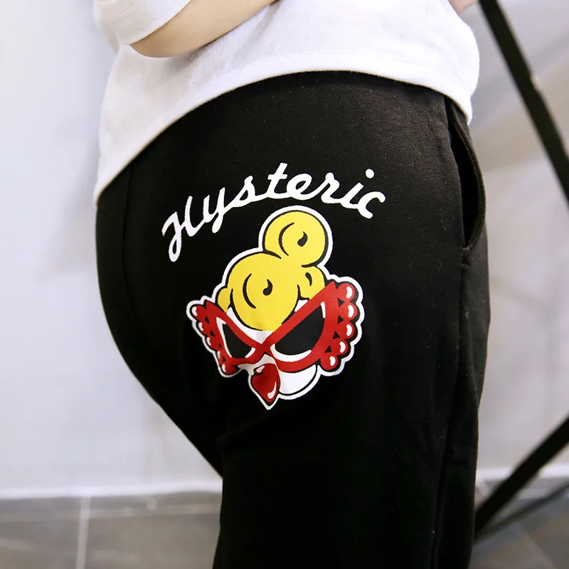 Новинка года; сезон осень; стильная детская одежда в Корейском стиле для мужчин и женщин; Детские повседневные брюки с принтом героев мультфильмов детская одежда