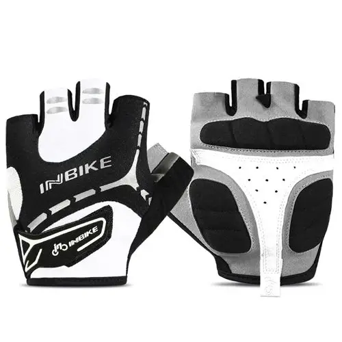 INBIKE дышащие велосипедные перчатки Мужские Женские Спортивные Перчатки для фитнеса велосипедные перчатки скалолазание Мотоциклетные Перчатки запчасти для велосипеда Ciclismo - Цвет: Белый