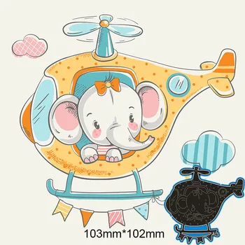 

103*102mm Helicopter and elephant new Metal Cutting Dies for card DIY Scrapbooking stencil Paper Craft Album template Dies