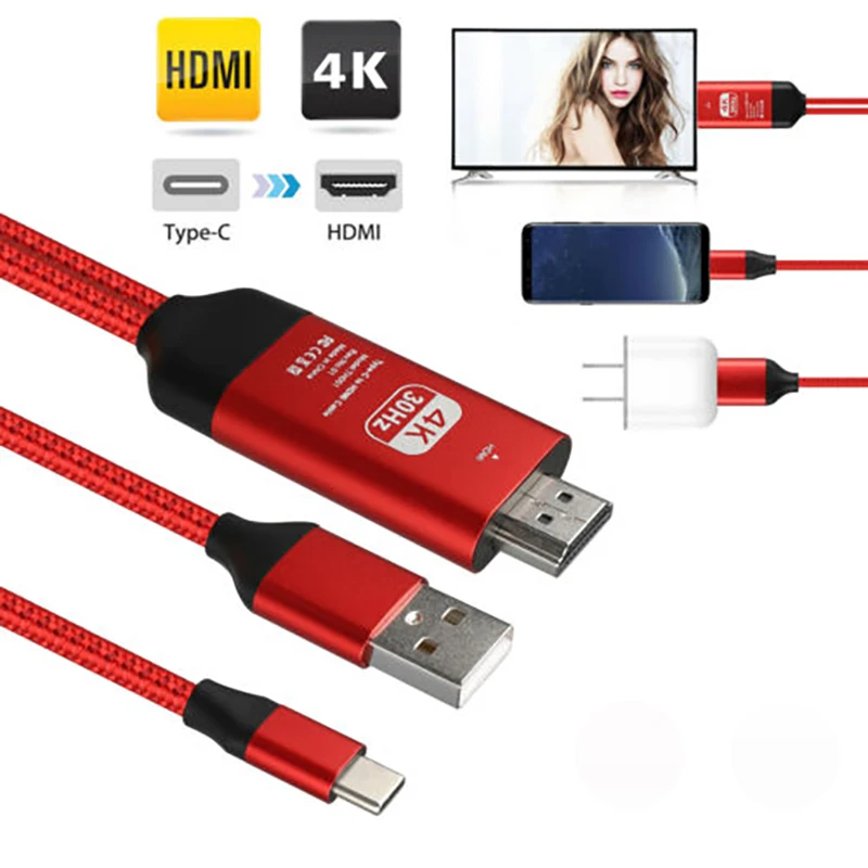 Type-C USB-C к HDMI W/зарядный кабель для телефона к телевизору HDCP 2,2 4K30Hz высокое разрешение видео для samsung Galaxy S10 S9 Note 9