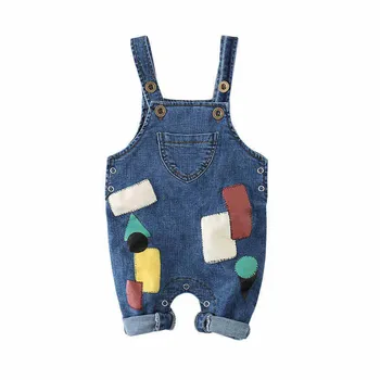 

Baby Denim Overalls Toddler Boys Girls Contrast Color Overalls Autumn Infant Kid Rompers Jumpsuit For Children Kids Cotton Pants