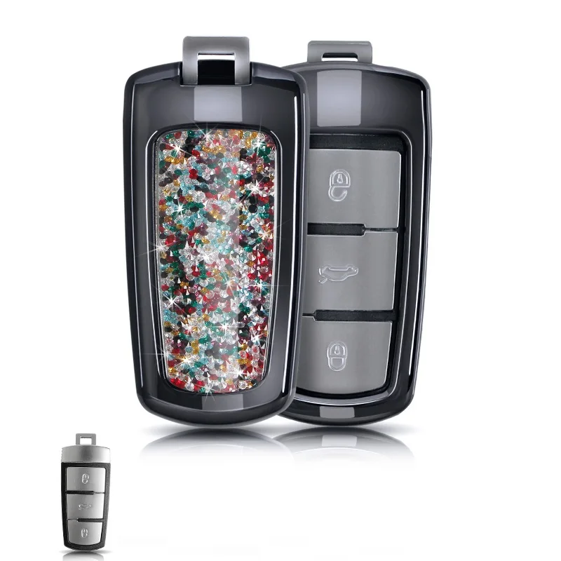 Car Key Case Diamond For Volkswagen Skoda Superb Magotan Passat B8 A7 Golf TiguanSmart Remote Fob Cover Keychain Bag Accessories