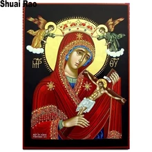 Фото на заказ! Религиозная девственница Марии икона 5D DIY алмазная живопись! Сделай свой собственный алмаз живопись полный круглый квадратный Стразы искусство