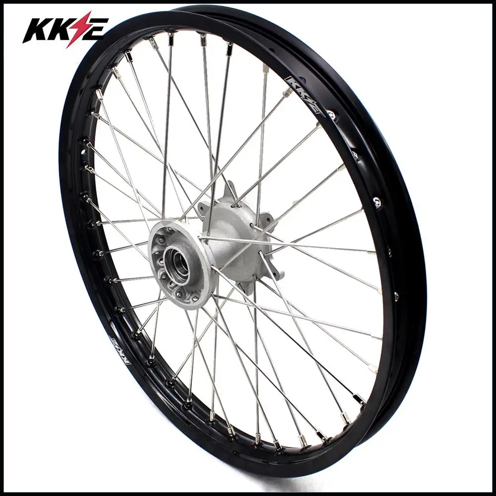 KKE 1,6*21 дюйма литье переднее колесо для YAMAHA YZ125 YZ250 99-19 YZ250F ввиде горшка 01-19 YZ450F 03-19 серебро концентратор черная оправа