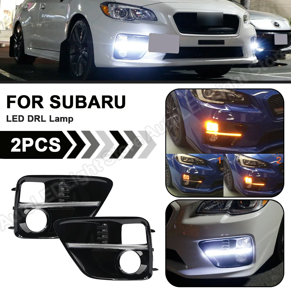 2Pcs For Subaru WRX/WRX STI 2015 2016 2017 Flashing Daytime Running Light Fog Bezel DRL Lamp