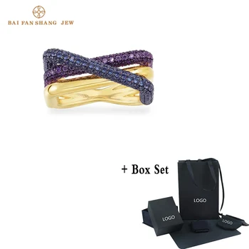 

Fashion Moroccan Jewelry New Style Purple And Navy Blue Interlaced Rectangular Ring Gold Female Engagement Romantic Jewelry Gift