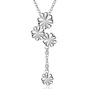 

CAN013 Fashion Flower Pendent Necklace for women 925 Sterling Silver wedding jewelry