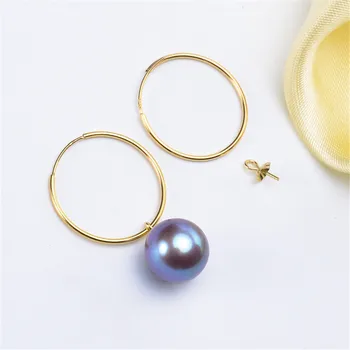 

G18K Gold Earring Hooks with Eyepin Bead Caps, Yellow Karat Gold Solid 18ct oro French Earwire Dangle Pearl Earrings