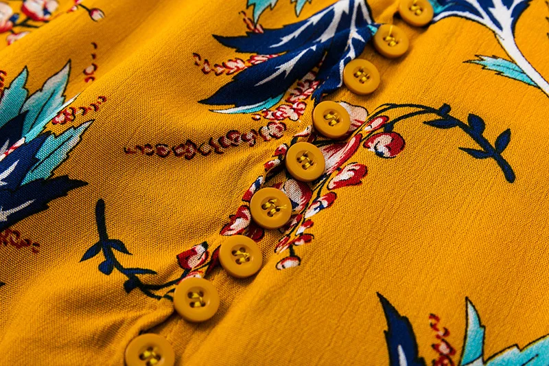 Летняя Макси-юбка Boho Цветочный Принт пляжная богемная длинная юбка женская пуговица высокая талия юбки женская s Женская юбка Jupe