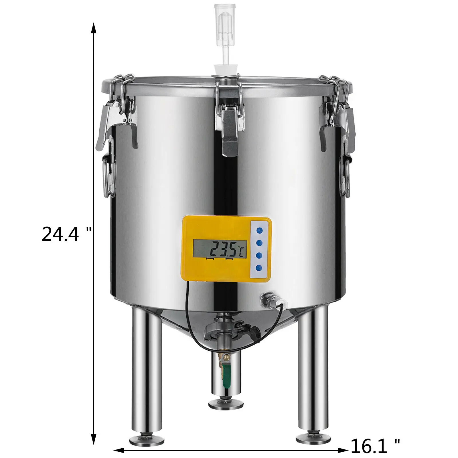 Vevor fermentador fermentador balde 304 aço inoxidável 15l-50l pote de vinho alta selagem para a cerveja leiteira da bebida promovendo a fermentação