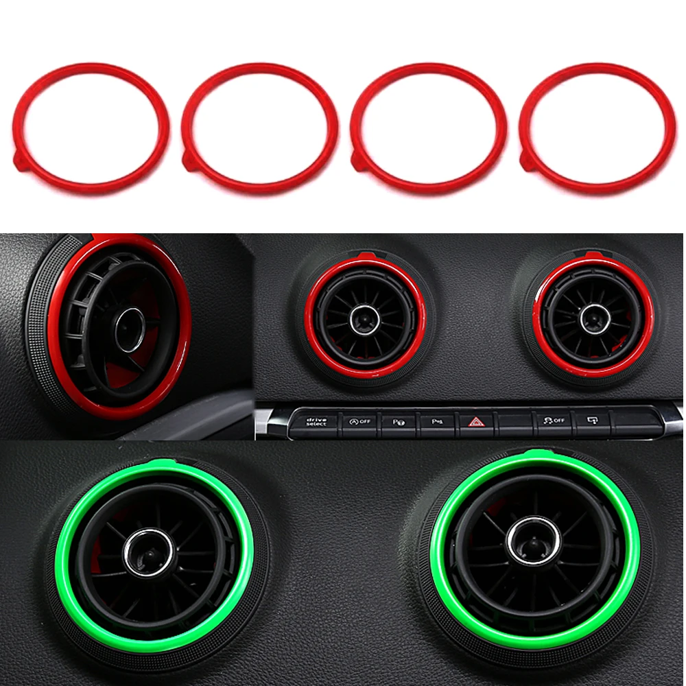 Blue Audi Air Conditioning Air Vent Ring Cover Inner Circle for Audi A3 S3 2013+/Q2 2017+ Outlet Decoration 4Pcs 