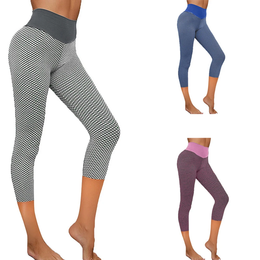 

Tight Yoga Pants Women's Cropped Pants Weight Loss Slimming Sports Honeycomb Breathable and Quick-drying Yoga Pants