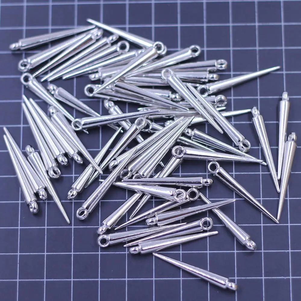 50 Stück Anhänger Schwarzer Kegel Acryl Spike Tropfenniete Punk Ohrstecker und Spikes Ohrring Schmuck DIY Herstellung von Erkenntnissen Charms 4x34mm – Detail 3