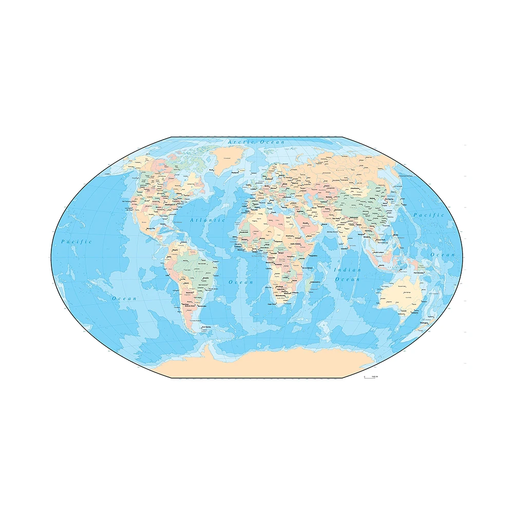 Мир Map150x225cm Нетканая водонепроницаемая карта без национального флага для образования