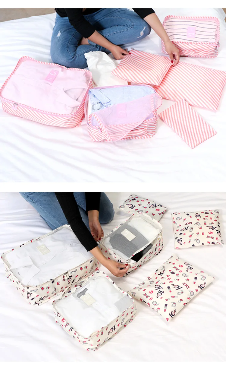 Travel Organizer Storage Bags Portable Luggage Organizer Clothes Tidy Pouch Suitcase Packing Laundry Bag Storage Case 6pcs/set