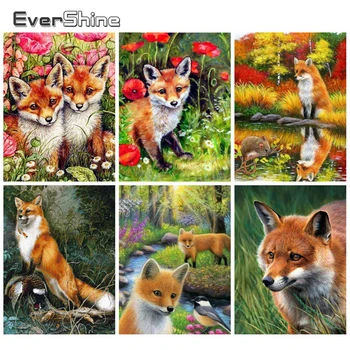 

EverShine 5D Diamond Painting Full Drill Square Animals Diamond Embroidery Fox Cross Stitch Rhinestones Art Home Decoration