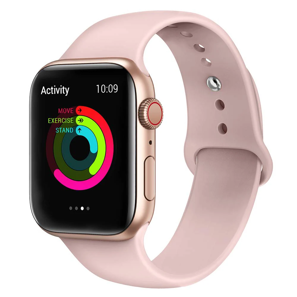 Pink sand Силиконовый ремешок для Apple Watch, ремешок 40 мм, 44 мм, серия 5, 4, резиновый спортивный браслет, ремешок для Apple watch 38 мм, 42 мм, серия 3, 2, 1 - Цвет ремешка: Pink sand
