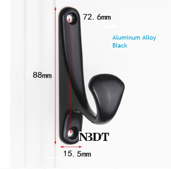 Aluminum Black 10 шт./лот, Современная одинарная настенная ткань из алюминиевого цинкового сплава, шляпа, сумка с шарфом, полотенце, крючок для халата, черный шлифовальный Золотой никель, хром - Цвет: Aluminum Black