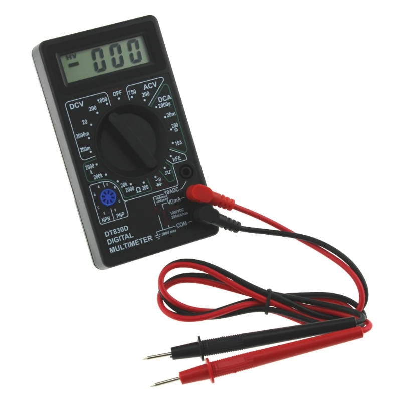 Mini Digital LCD Multimeter With Buzzer Voltage Ampere Meter Test Probe DC AC