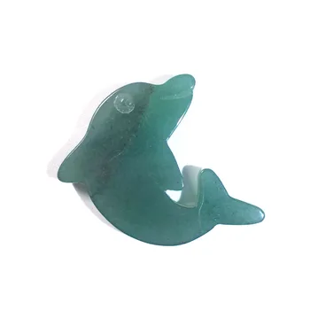 

Natural Green Tanglin Dolphin Crystal Craft Statue Reiki Stone Statue Home Decoration Quartz Art Therapy Guardian
