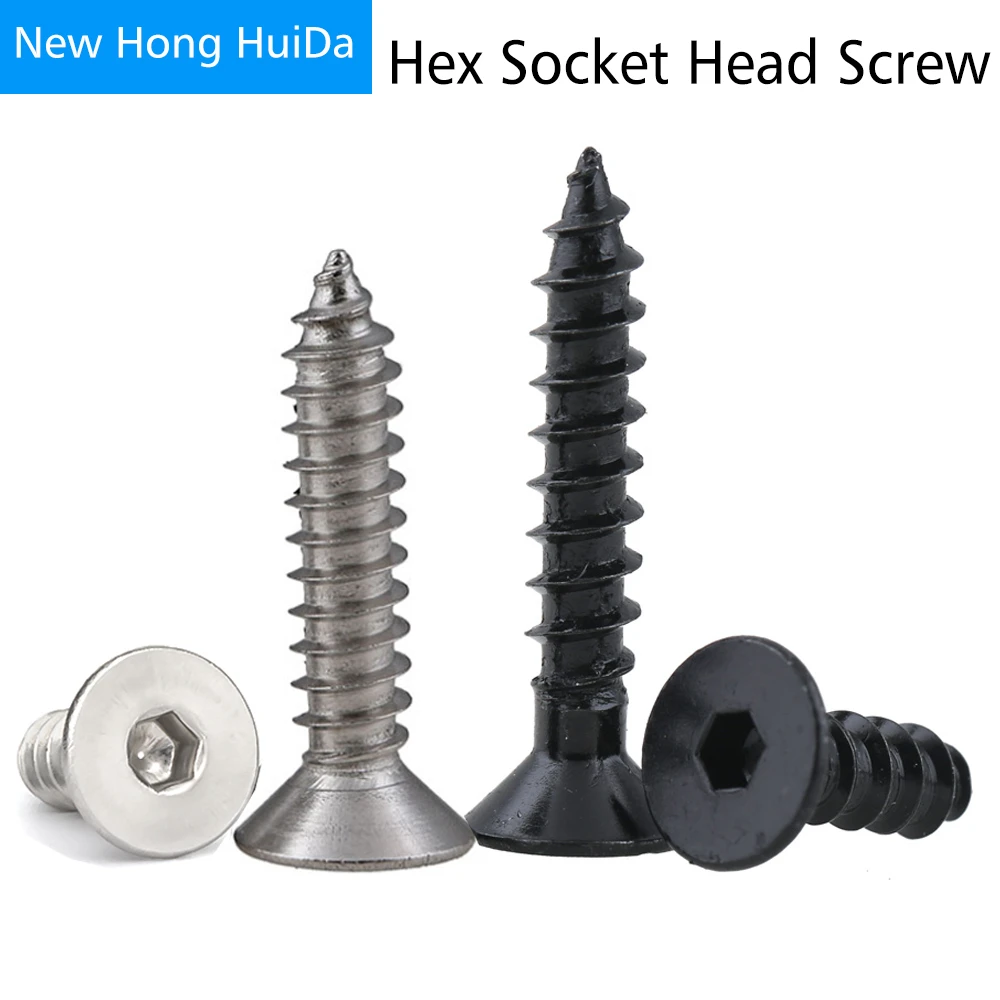 M3 M4 Hex Socket Screws Flat Head Bolts Allen Countersunk Self-Tapping Screw M3 M4 Hex Socket Screws Flat Head Bolts Allen Countersunk Self-Tapping Screw