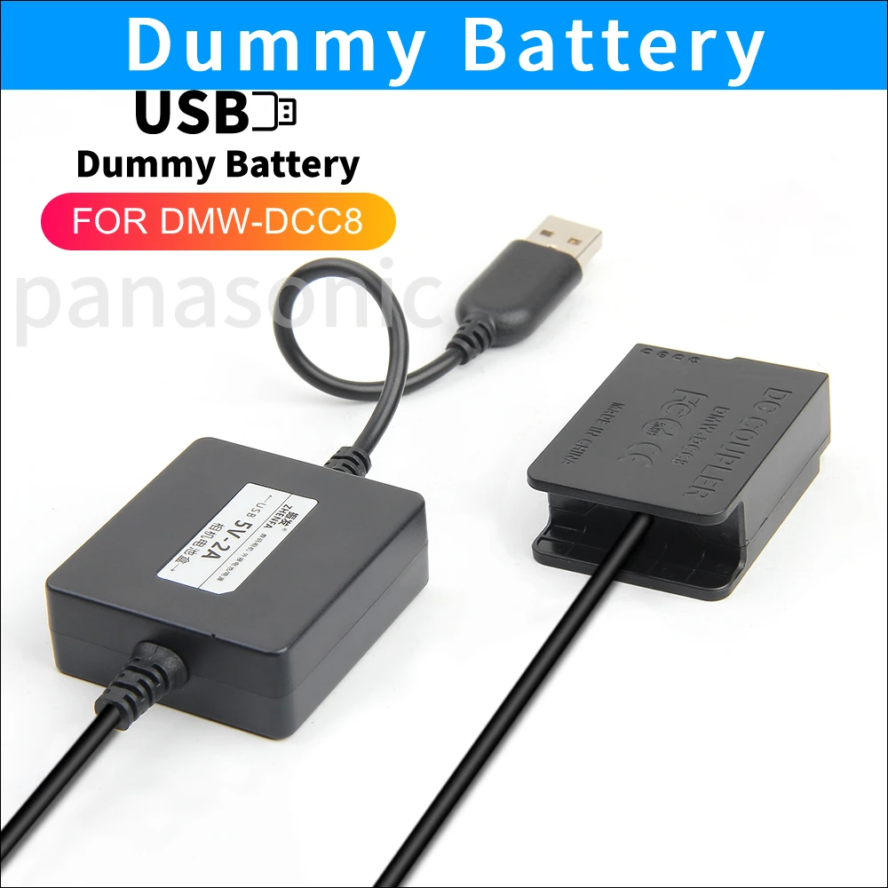 DMW-BLC12 dummy battery DMW-DCC8 Power adapter USB for Panasonic DC FZ1000M2 FZ10002 FZ1000 II G90 G91G95 G99