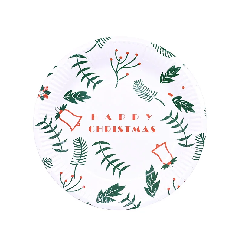 8 шт./компл. Merry Christmas одноразовая посуда милый Санта тарелка с рисунком Счастливого Рождества Год Вечерние товары для кухни декор 75