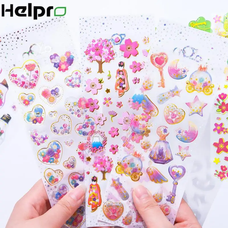 Helpro 1 шт. 3D кристально прозрачная наклейка Kawaii Love мультфильм дневник в стиле