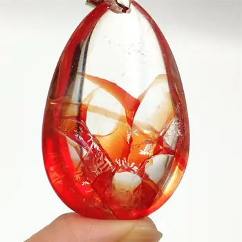 

100% Natural Red Limonite Quartz Rare Phantom Crystal Rare Necklace Pendant 40x26x16mm For Women Man Rare Fashion AAAAA