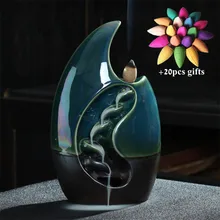 Керамическая курильница для благовоний горелка печь для ароматерапии яркая луна дизайн дым водопад курильница домашний декор+ 20 шт Бесплатные конусы