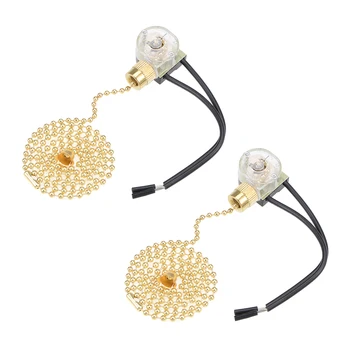 

uxcell Pull Chain Switch SPST for Ceiling Fan Light Lamp with 62cm Pull Chain Golden 2pcs