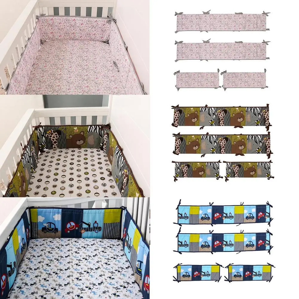 4PCS Baby Crib Liners Soft And Skin-Friendly Cushions Infant Bed Anti-collision Protective Pads Durable Light Wrinkle Resistance |