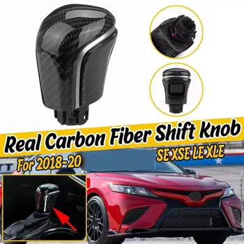 

Auto Real Carbon Fiber Car Gear Shift Knob Gearstick with Silver Strip for Toyota Camry SE XSE LE XLE 2018-2020